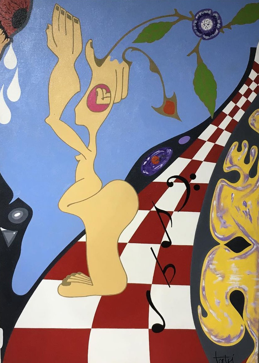 Wooden woman painting